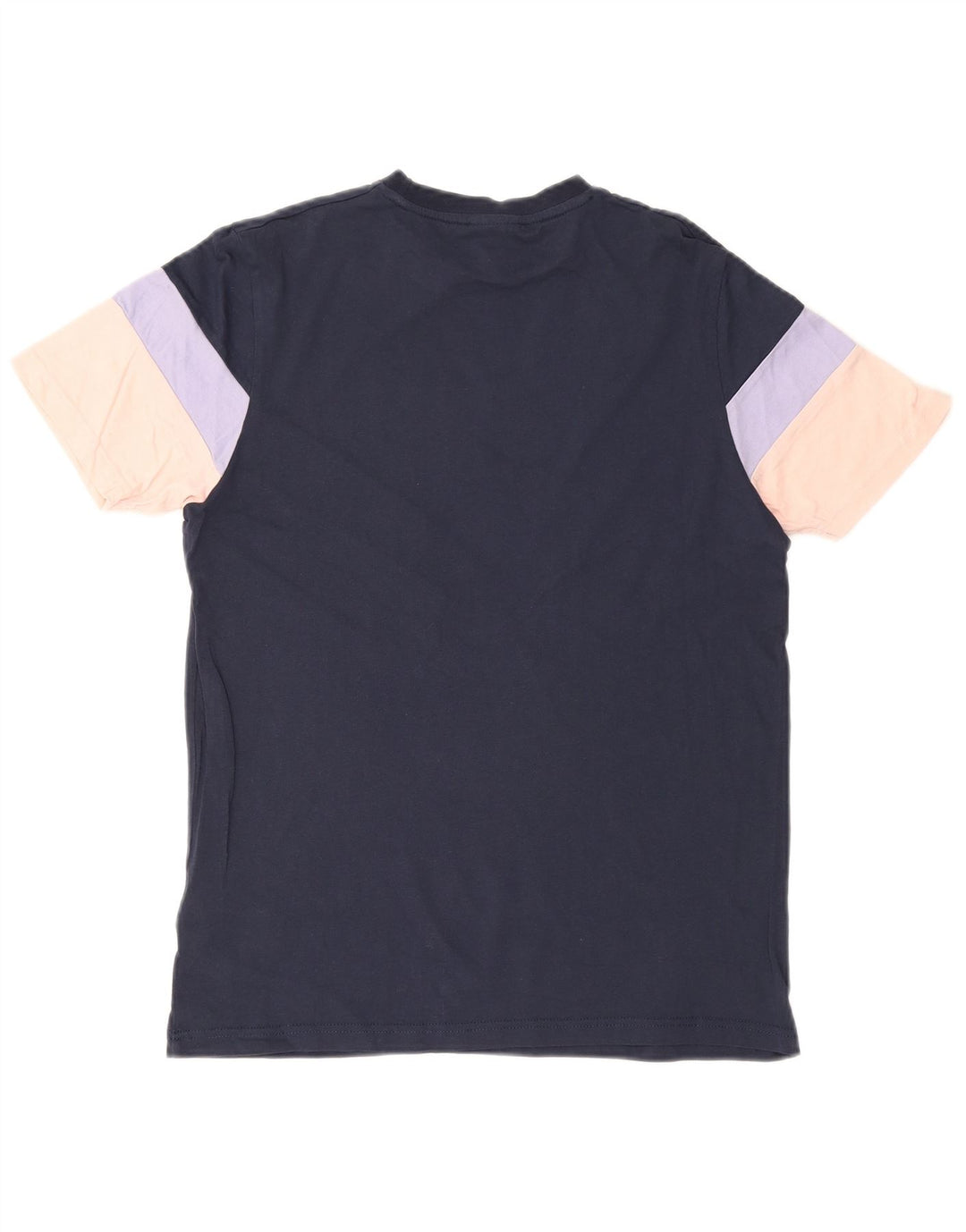ELLESSE Mens Graphic T-Shirt Top Medium Navy Blue Colourblock Cotton