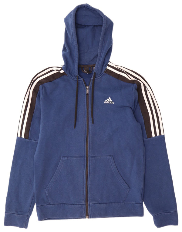 Adidas Hættetrøje med lynlås til mænd Small Blue Colourblock Bomuld