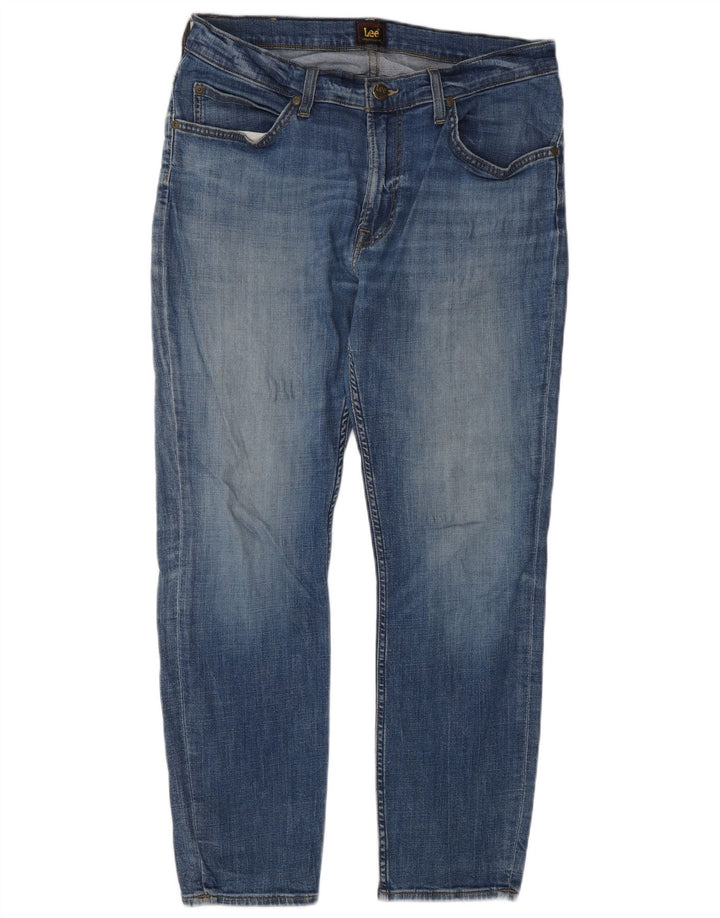 LEE Dame Rider Cropped Jeans W33 L28 Blå Bomuld