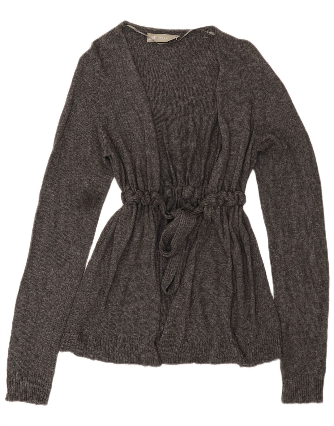 Zara Dame Cardigan Sweater UK 14 Large Grå Viscose