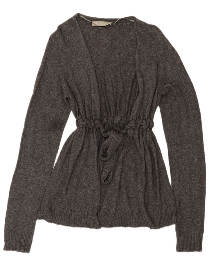Zara Dame Cardigan Sweater UK 14 Large Grå Viscose