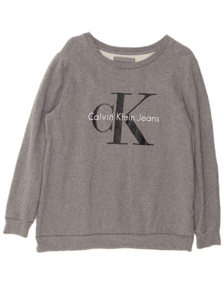 Calvin Klein Jeans Dame Sweatshirt Jumper UK 14 Medium Grey Flecked