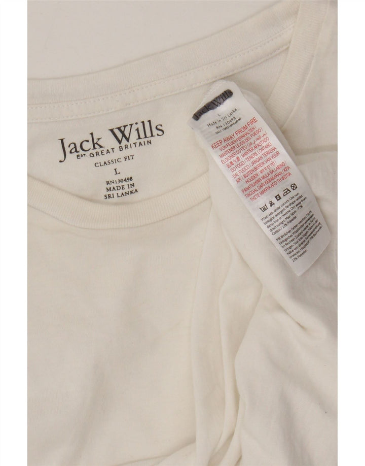Jack Wills Herre Classic Fit T-Shirt Top Stor Hvid Bomuld