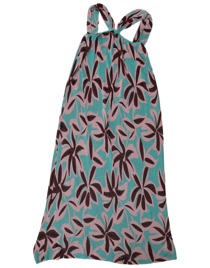Zara Dame Maxi Sundress UK 12 Medium Blue Floral Viscose