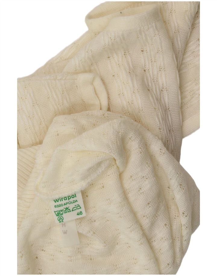 VINTAGE Dame Kortærmet V-hals sweater IT 46 Large White