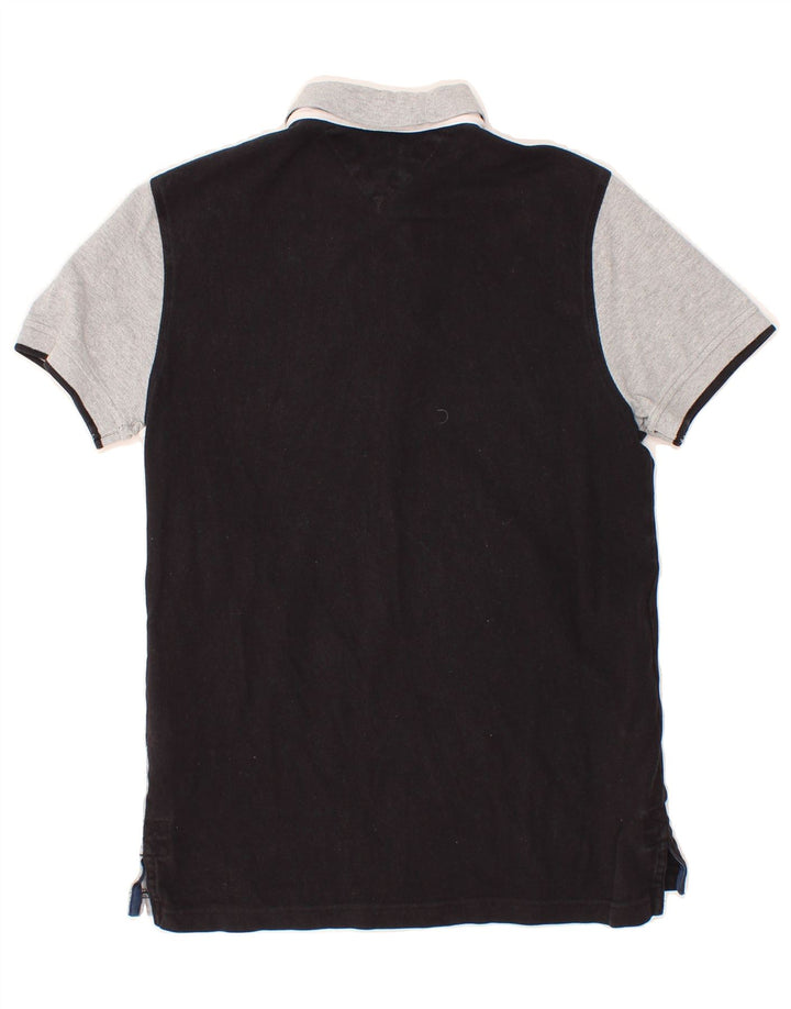 TOMMY HILFIGER Mens Polo Shirt Small Black Colourblock Cotton Vintage Tommy Hilfiger and Second-Hand Tommy Hilfiger from Messina Hembry 