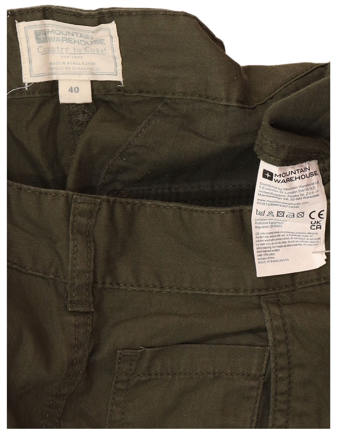 Mountain Warehouse Herre Cargo Shorts W40 XL Grøn Bomuld