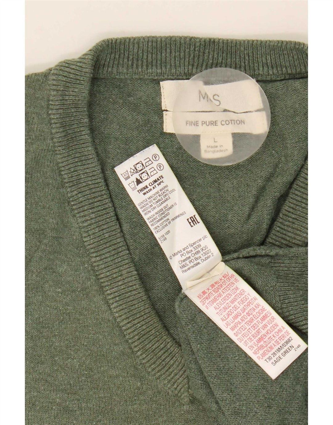 Marks & Spencer Herre V-hals sweater Stor grøn bomuld