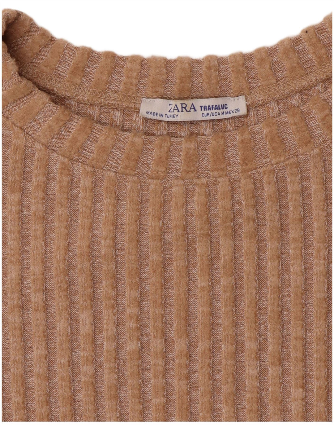 ZARA Womens Trafaluc Oversized Crew Neck Jumper Sweater UK 14 Medium Beige