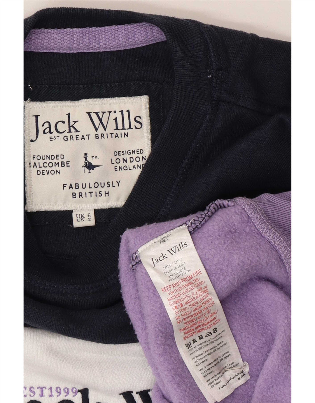 Jack Wills Dame Grafisk Sweatshirt Jumper UK 6 XS Flerfarvet