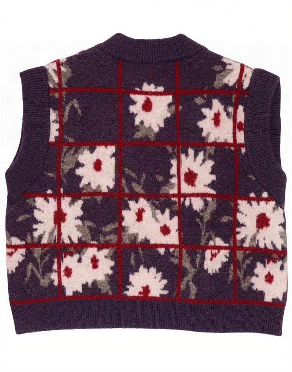 Zara Dame Vest Tank Top UK 14 Medium Purple Floral Polyester