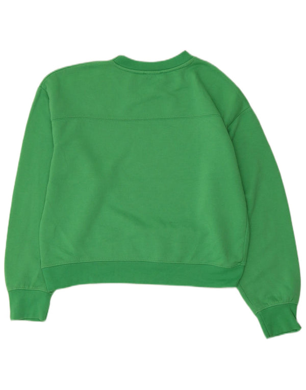 Zara Womens Crop Sweatshirt Jumper UK 14 Medium Green Polyester