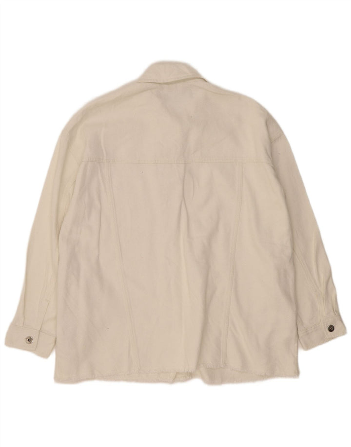 Zara Dame Overshirt Shirt UK 10 Small White Bomuld