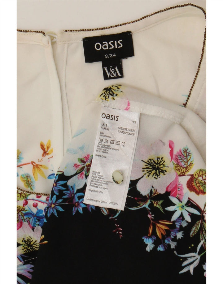 Oasis Dame ærmeløs bluse Top UK 8 Small White Floral Polyester