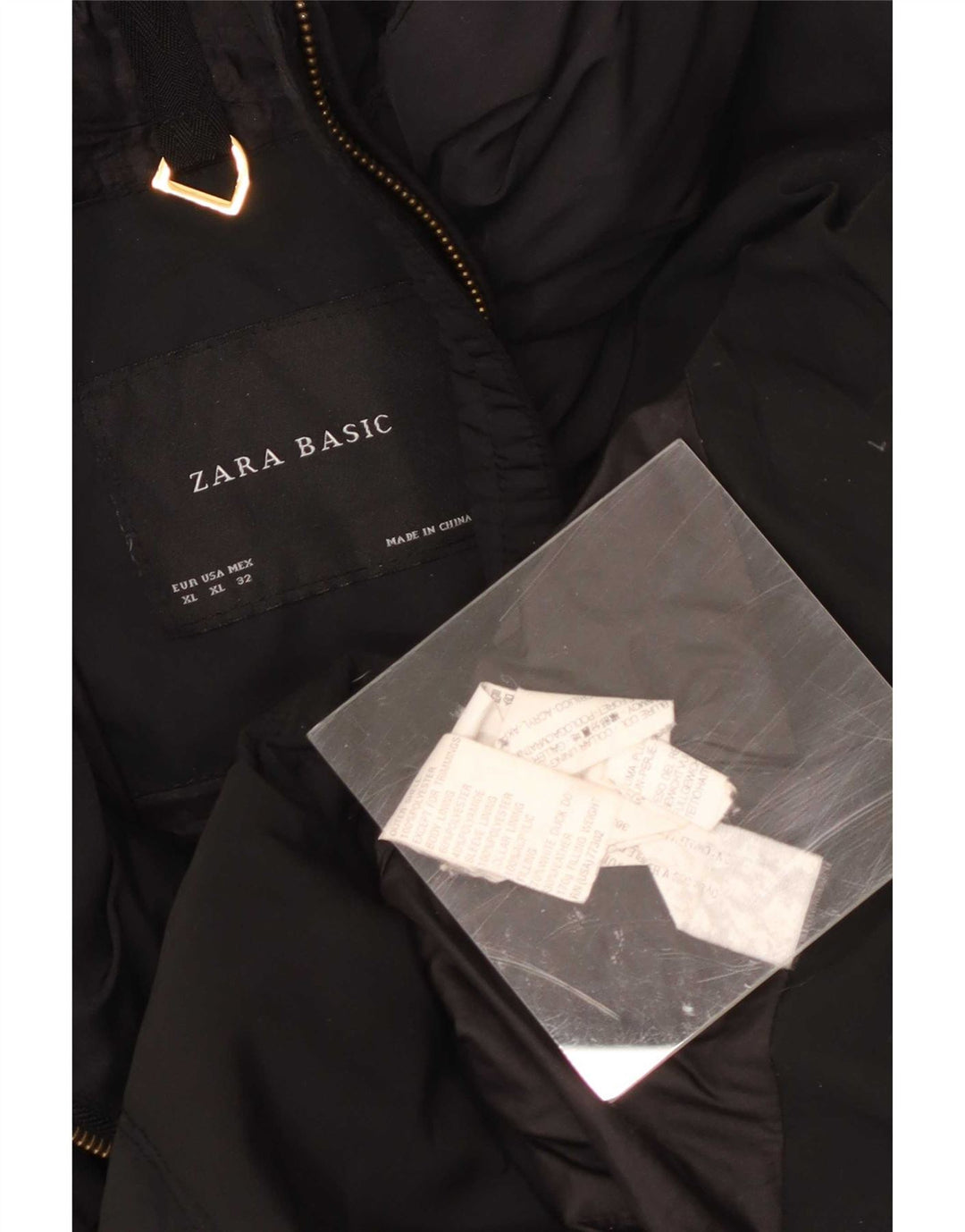 Zara Dame Polstret Jakke UK 18 XL Sort Polyester