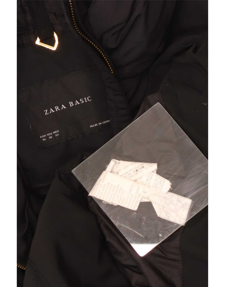 Zara Dame Polstret Jakke UK 18 XL Sort Polyester