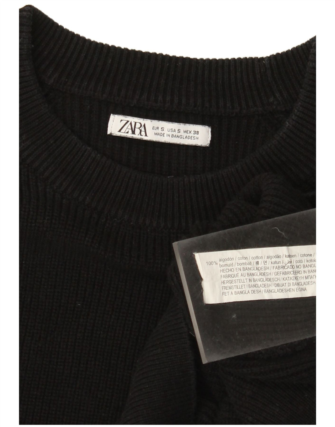 Zara Herre Boat Neck Jumper Sweater Lille Sort Bomuld