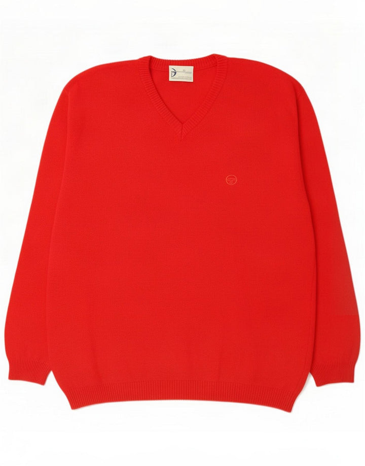 Sergio Tacchini Herre V-hals sweater Large Red Wool