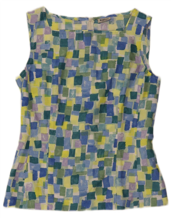 Marella Dame Ærmeløs bluse Top UK 10 Small Multicolored Geometric