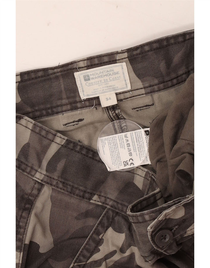Mountain Warehouse Herre Cargo Shorts W34 Stor Grå Camouflage Bomuld