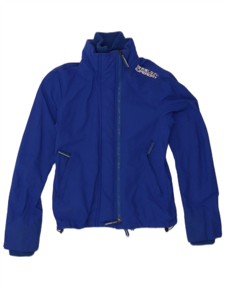SUPERDRY Womens Windbreaker Jacket UK 6 XS Blue Nylon