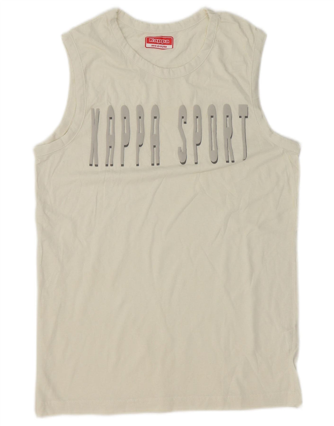Kappa Herre Grafisk T-Shirt Top Medium Hvid Bomuld