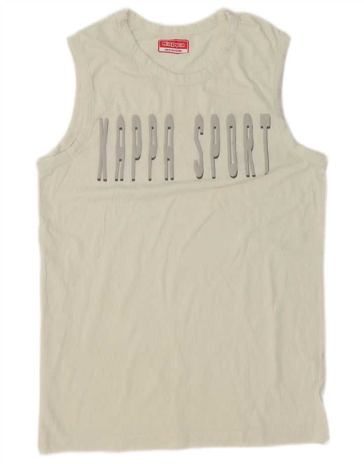Kappa Herre Grafisk T-Shirt Top Medium Hvid Bomuld