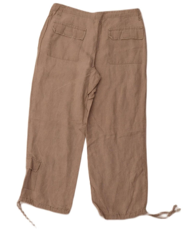 EDDIE BAUER Lige Capri-bukser til kvinder W36 L24 Beige hør