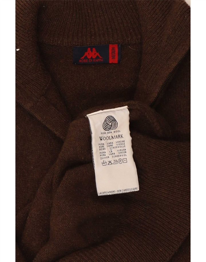 Kappa Herre Zip Neck Jumper Sweater Medium Brun Uld