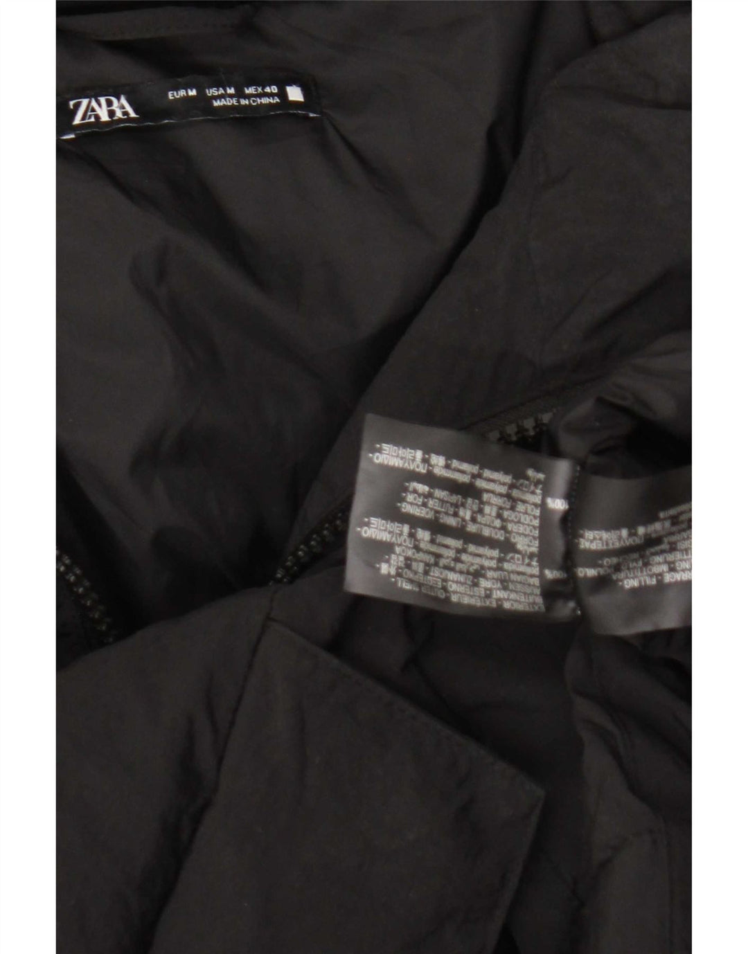 Zara Polstret Herrejakke UK 38 Medium Sort Polyamid