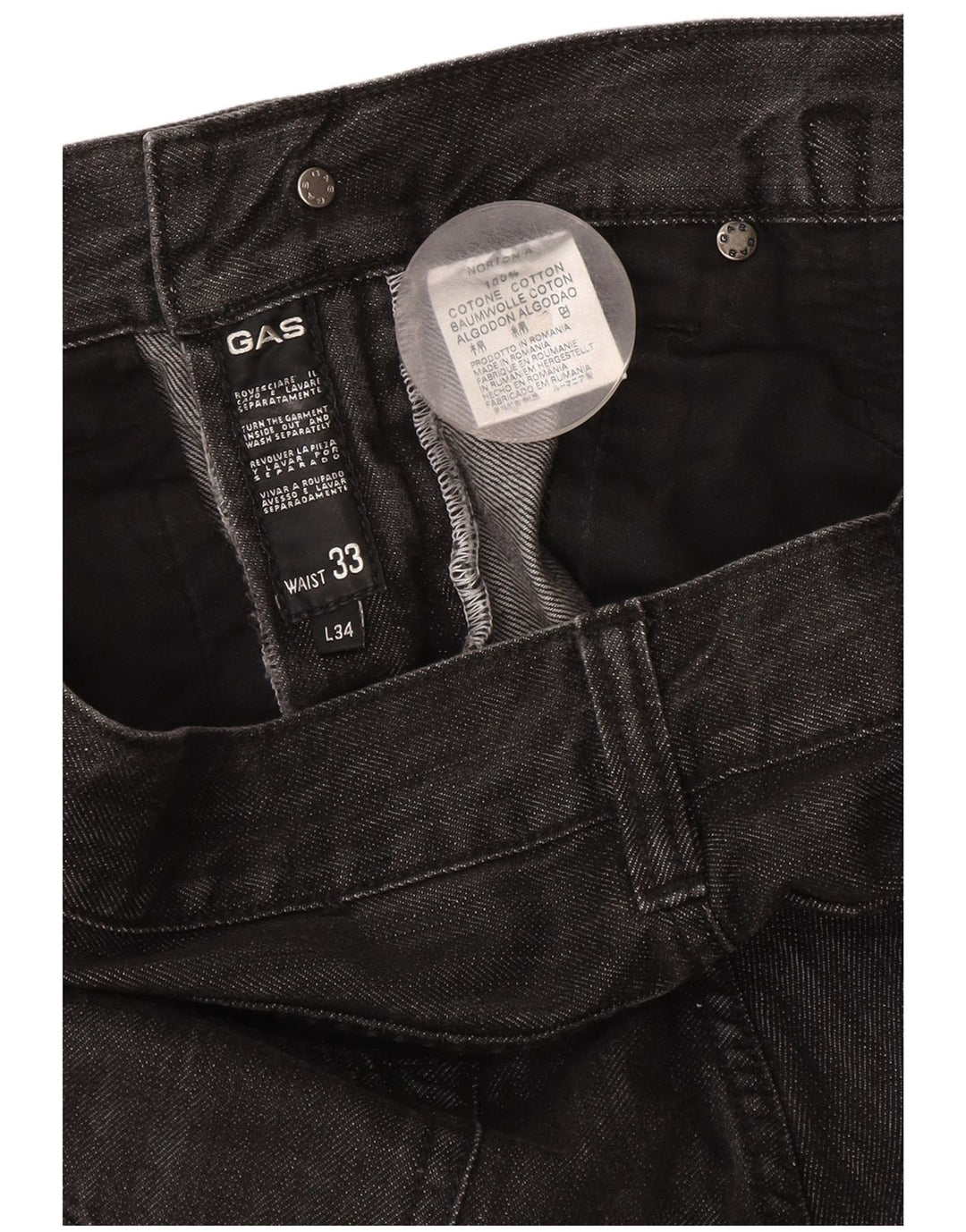 Gas Straight Jeans til mænd W33 L34 Grå bomuld