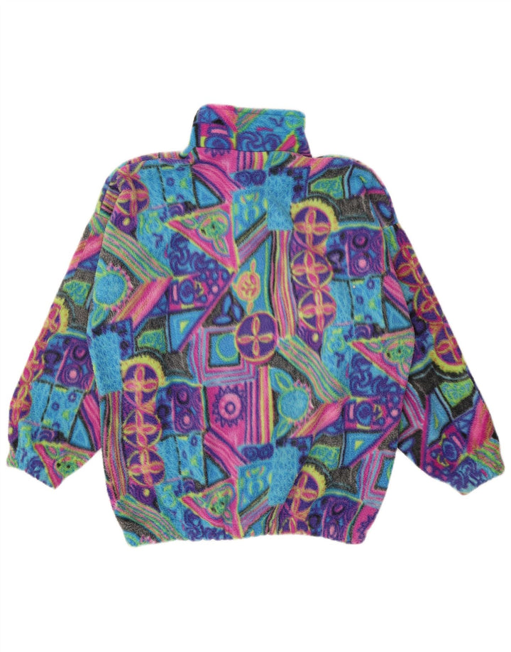 Vintage Herre Anorak Fleece Jumper Stor Flerfarvet Geometrisk Polyamid