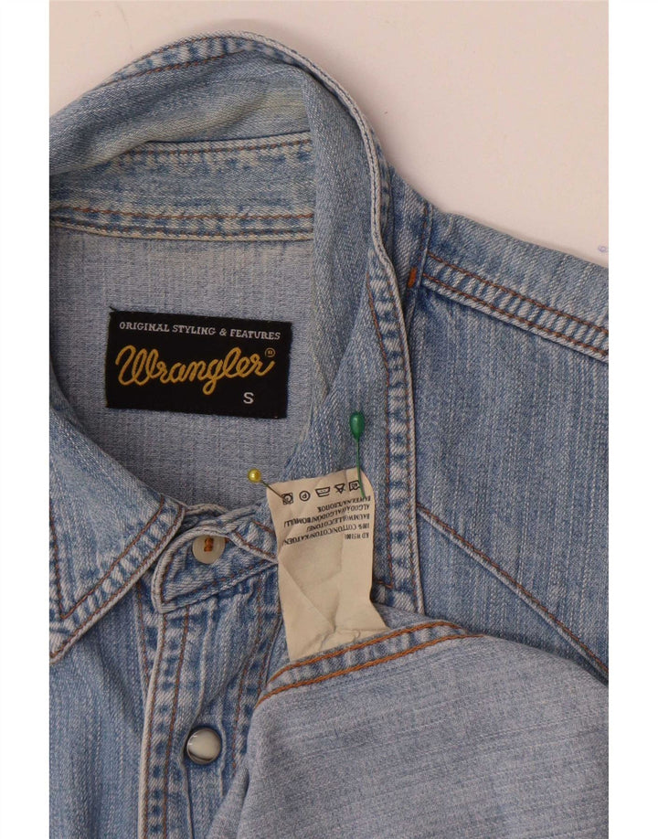 Wrangler Herre ærmeløs denimskjorte lille blå bomuld