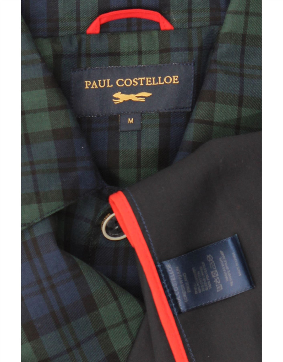 PAUL COSTELLOE Overfrakke til mænd UK 38 Medium Navy Blue Ternet polyester