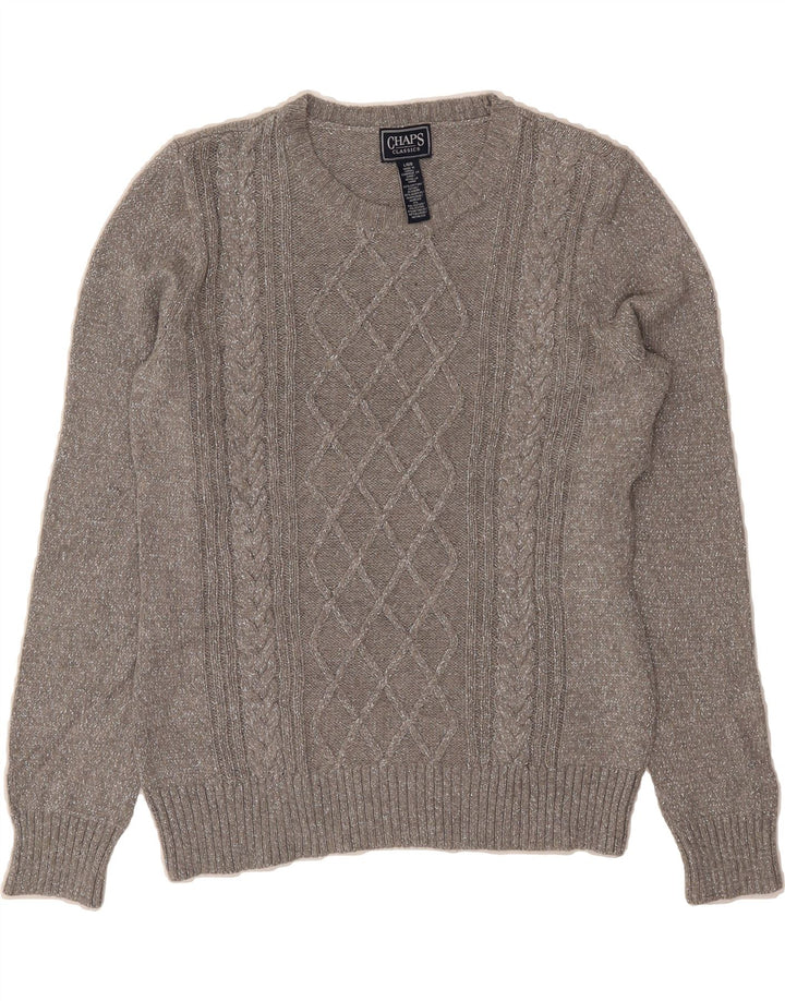 CHAPS Womens Classics Crew Neck Jumper Sweater UK 14 Large Grey Flecked Vintage Chaps and Second-Hand Chaps from Messina Hembry 