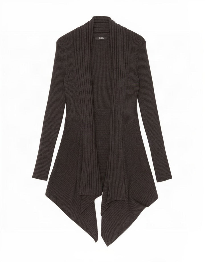 Marks & Spencer Dame Longline Open Cardigan Sweater UK 8 Small Grey