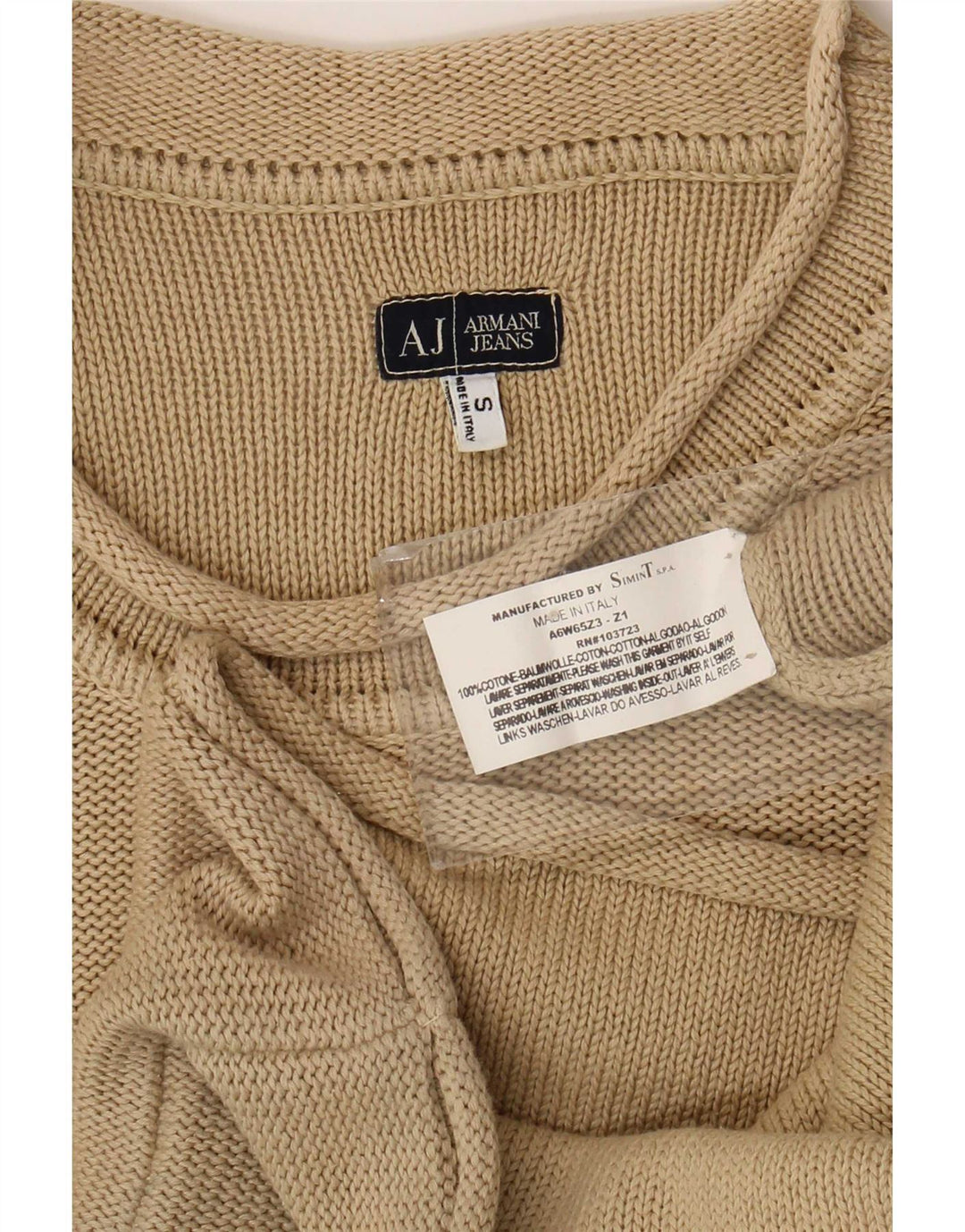 Armani Jeans Herre Crew Neck Jumper Sweater lille beige bomuld
