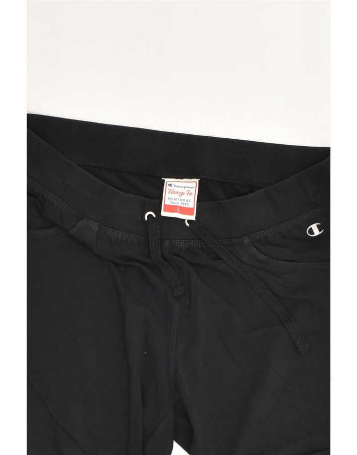 CHAMPION Womens Capri Tracksuit Trousers UK 14 Large Black | Vintage Champion | Thrift | Second-Hand Champion | Used Clothing | Messina Hembry 