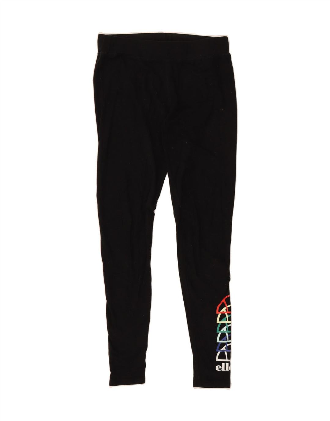 ELLESSE Womens Graphic Leggings UK 12 Medium Black Vintage Ellesse and Second-Hand Ellesse from Messina Hembry 