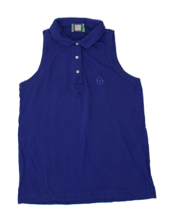 SERGIO TACCHINI Womens Sleeveless Polo Shirt IT 44  Medium Blue Cotton Vintage Sergio Tacchini and Second-Hand Sergio Tacchini from Messina Hembry 