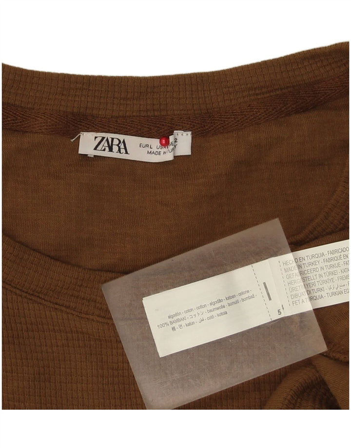 Zara Herre T-Shirt Top Stor Beige Bomuld