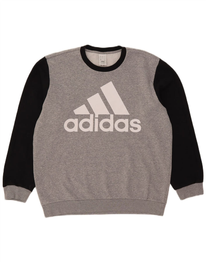 Adidas grafisk sweatshirt til mænd, stor grå farveblok