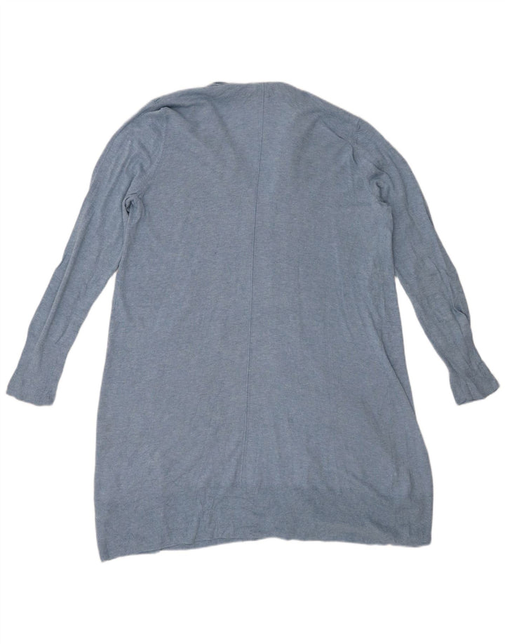 CHAPS Dame Longline Open Cardigan Sweater UK 16 Large Blue Cotton