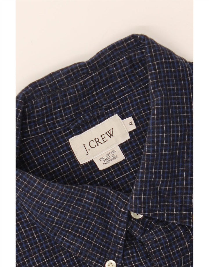 J. CREW Mens Flannel Shirt XL Navy Blue Check Cotton Vintage J. Crew and Second-Hand J. Crew from Messina Hembry 