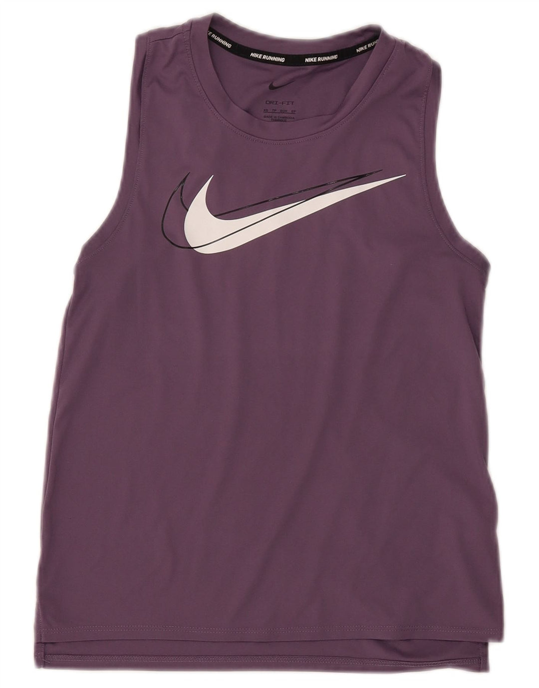 NIKE Dame Dri Fit Grafisk Vest Top UK 6 XS Lilla Polyester