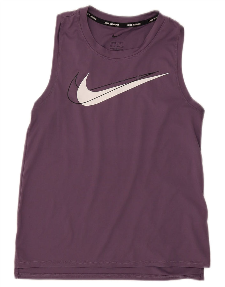 NIKE Dame Dri Fit Grafisk Vest Top UK 6 XS Lilla Polyester