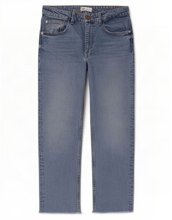 Zara Womens Cropped Jeans EU 38 Small W28 L25 Blue Cotton