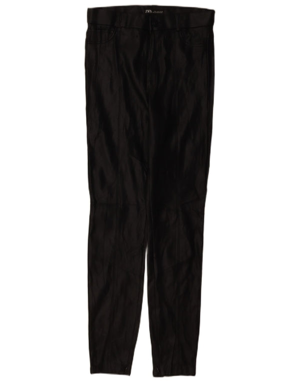Zara Womens High Waist imiteret læder Leggings UK 14 Medium Black