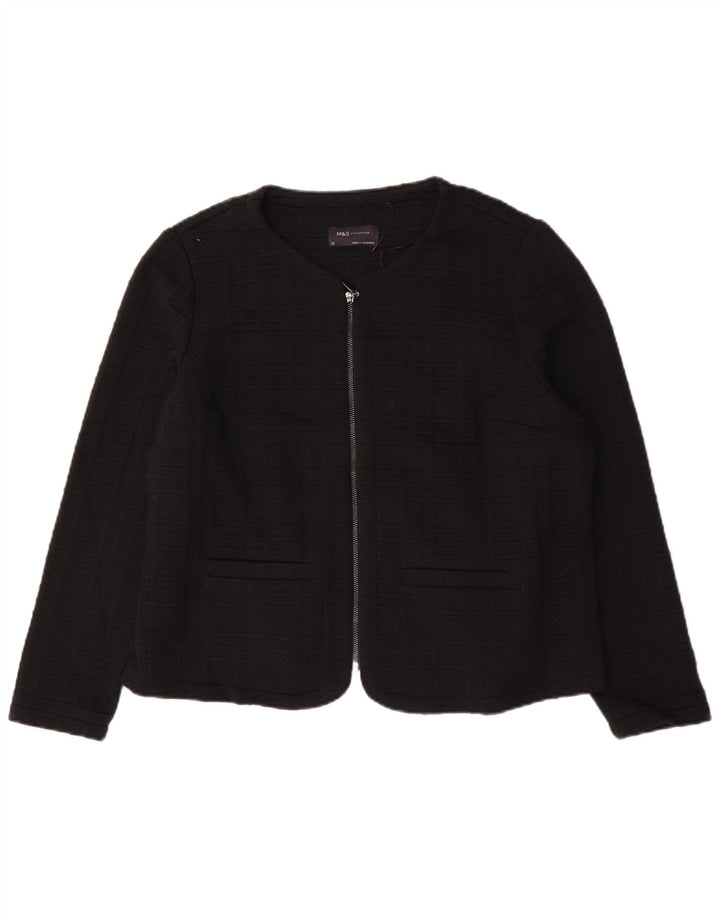 Marks & Spencer Dame Blazer Jakke med fuld lynlås UK 22 3XL Sort Ternet
