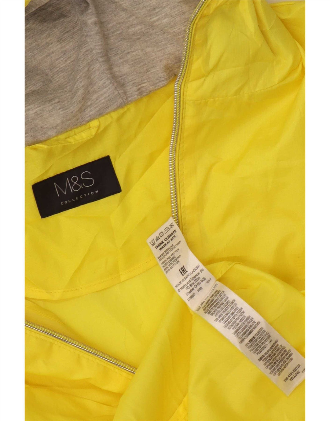 Marks & Spencer Regnfrakke med hætte til kvinder UK 10 Lille gul polyester